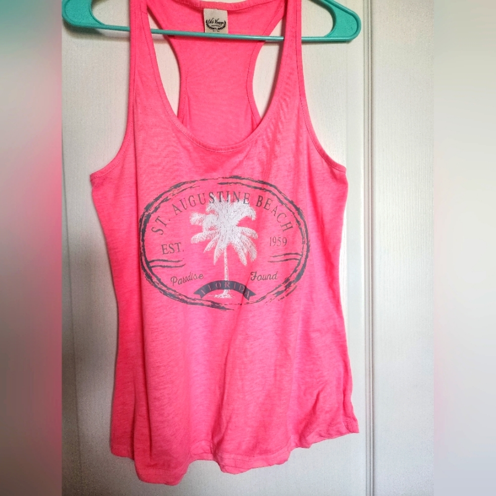 St Augustine Beach pink tank top
